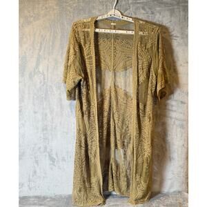 Boho Lace Kimono Cardigan Sheer Embroidered Open Front Festival Beach Cover Up